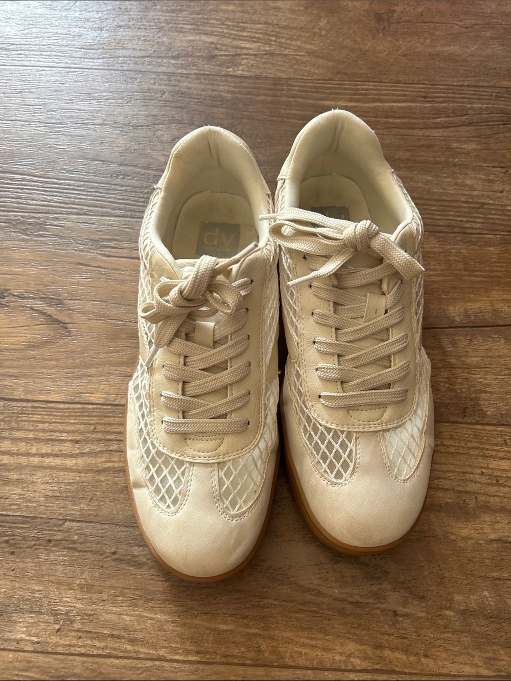 Dolce Vita Cream Lace-Up Sneakers with Gum Sole